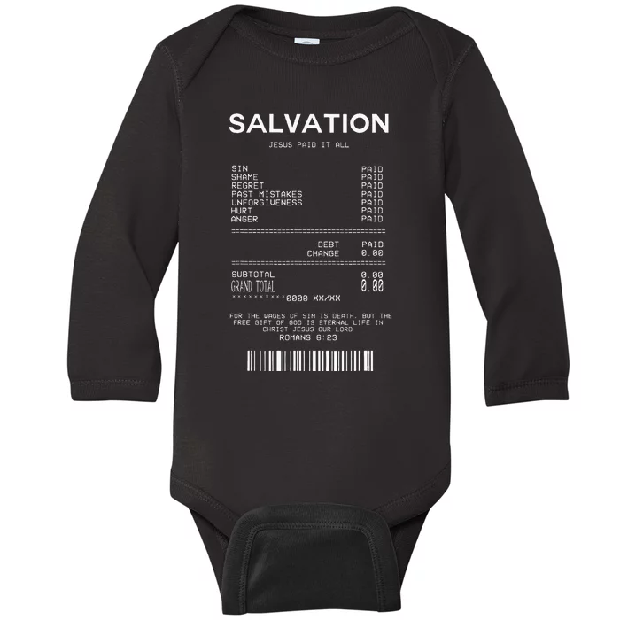 Salvation Jesus Paid It All Christian Baby Long Sleeve Bodysuit