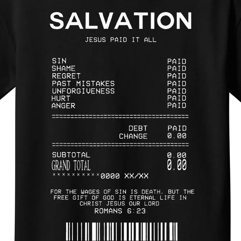 Salvation Jesus Paid It All Christian Kids T-Shirt