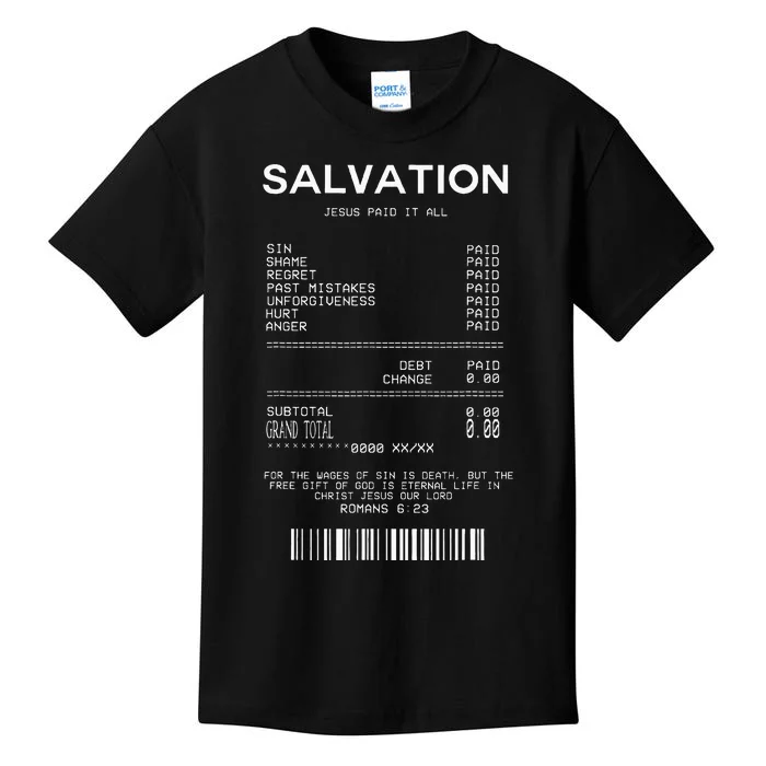 Salvation Jesus Paid It All Christian Kids T-Shirt