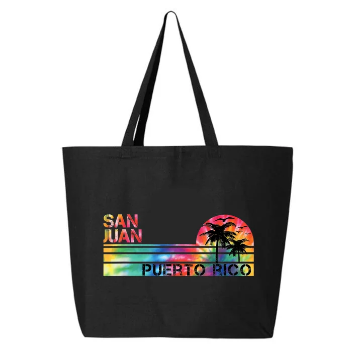 San Juan Puerto Rico Tie Dye Vintage Inspired Striped 25L Jumbo Tote