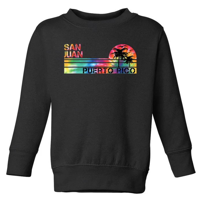 San Juan Puerto Rico Tie Dye Vintage Inspired Striped Toddler Sweatshirt