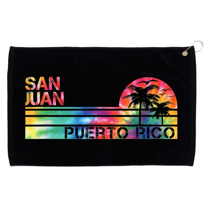 San Juan Puerto Rico Tie Dye Vintage Inspired Striped Grommeted Golf Towel