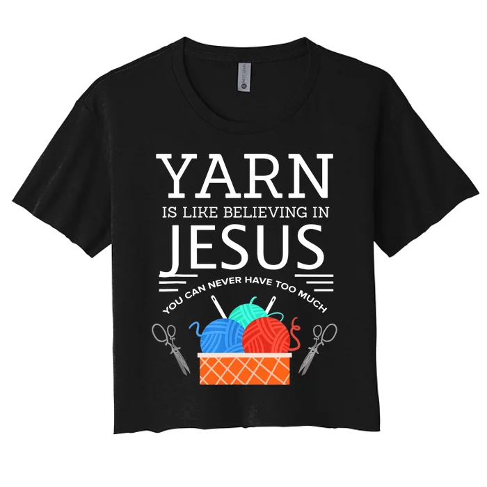 Sewing Jesus Quilting Yarn Needle Christian Women's Crop Top Tee