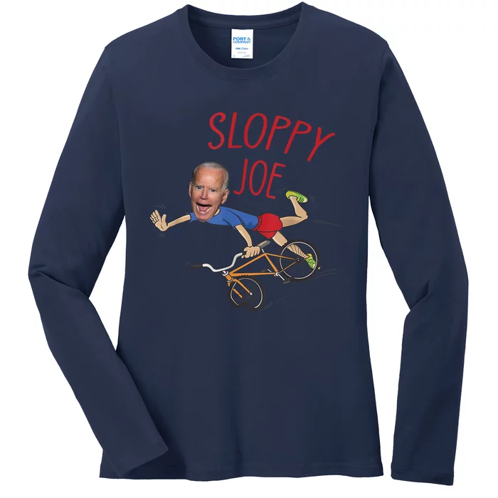 Sloppy Joe Running The Country Is Like Riding A Bike Ladies Long Sleeve Shirt