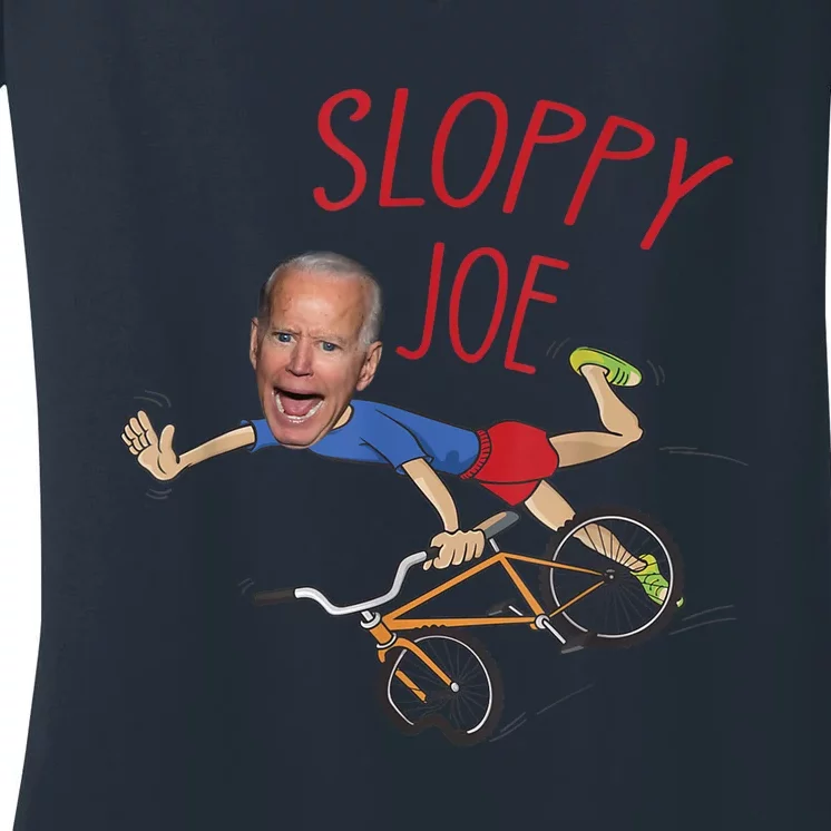 Sloppy Joe Running The Country Is Like Riding A Bike Women's V-Neck T-Shirt