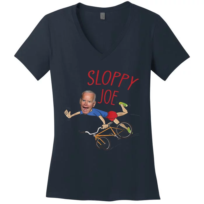 Sloppy Joe Running The Country Is Like Riding A Bike Women's V-Neck T-Shirt