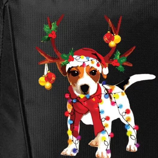 Santa Jack Russell Gorgeous Reindeer Light Christmas City Backpack