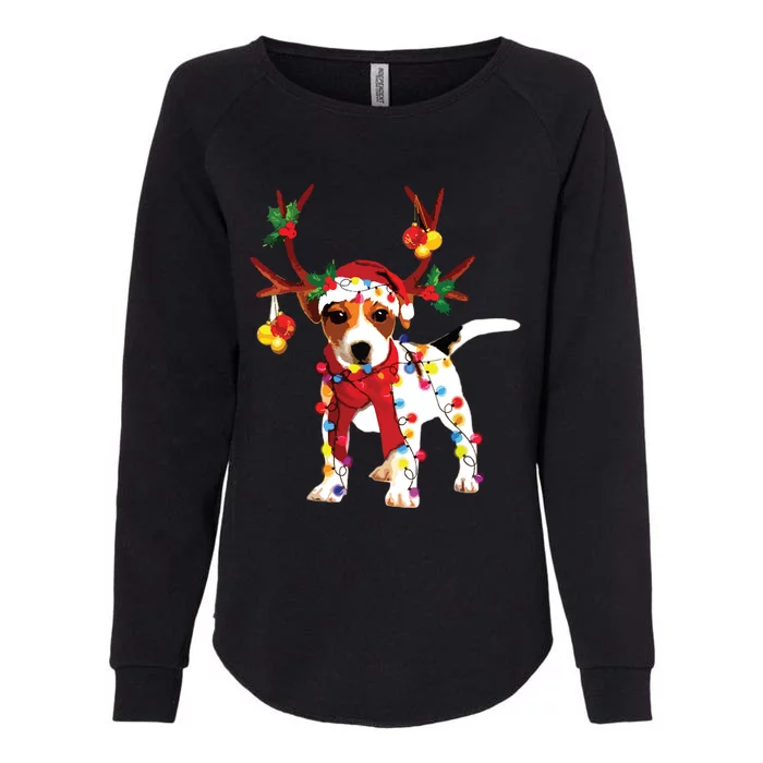 Santa Jack Russell Gorgeous Reindeer Light Christmas Womens California Wash Sweatshirt