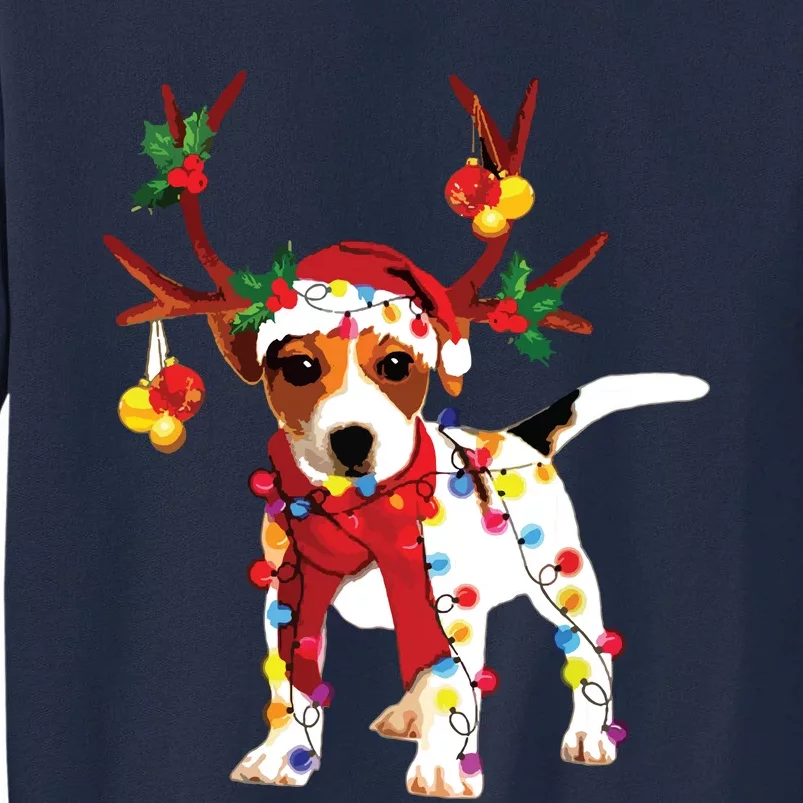 Santa Jack Russell Gorgeous Reindeer Light Christmas Tall Sweatshirt