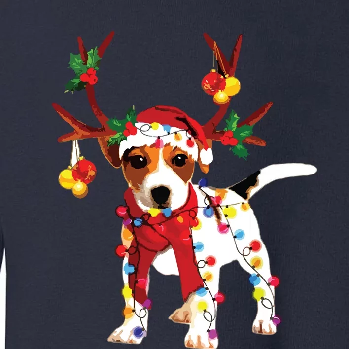 Santa Jack Russell Gorgeous Reindeer Light Christmas Toddler Sweatshirt