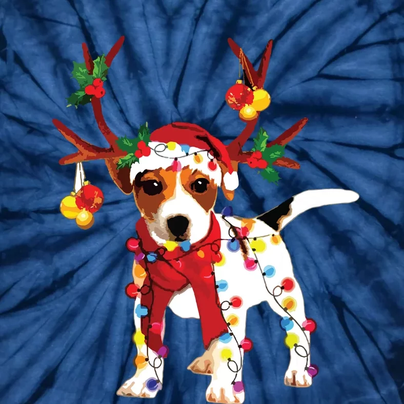 Santa Jack Russell Gorgeous Reindeer Light Christmas Tie-Dye T-Shirt