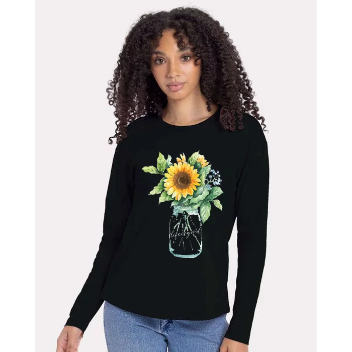 Sunflower Jar 's Life is Goods Floral Awesome Vase Womens Cotton Relaxed Long Sleeve T-Shirt