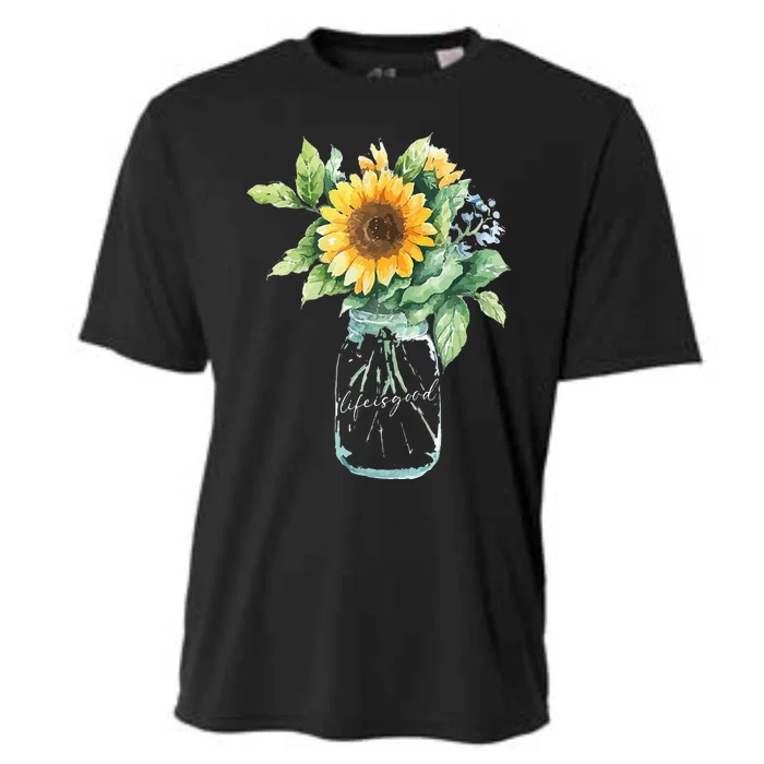 Sunflower Jar 's Life is Goods Floral Awesome Vase Cooling Performance Crew T-Shirt