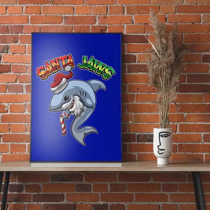 Santa Jaws Shark Dressed As Santa Claus Xmas Pun Gift Poster