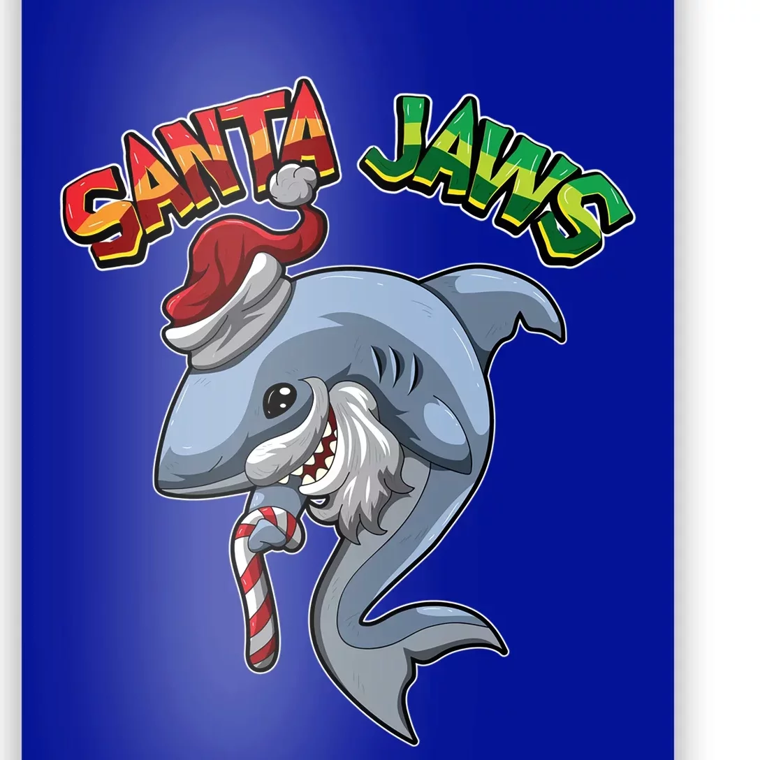 Santa Jaws Shark Dressed As Santa Claus Xmas Pun Gift Poster