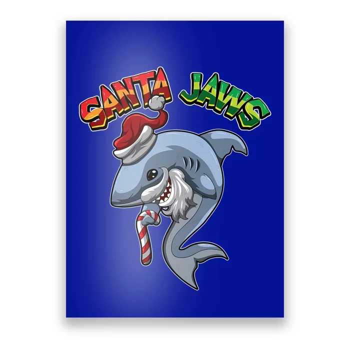 Santa Jaws Shark Dressed As Santa Claus Xmas Pun Gift Poster