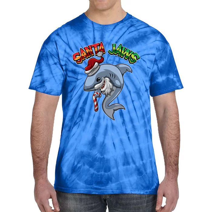 Santa Jaws Shark Dressed As Santa Claus Xmas Pun Gift Tie-Dye T-Shirt