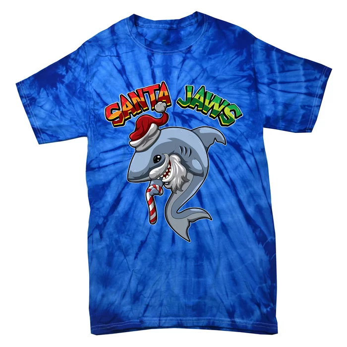 Santa Jaws Shark Dressed As Santa Claus Xmas Pun Gift Tie-Dye T-Shirt