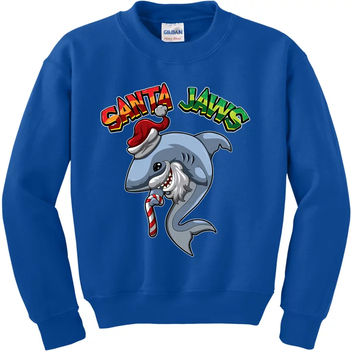 Santa Jaws Shark Dressed As Santa Claus Xmas Pun Gift Kids Sweatshirt