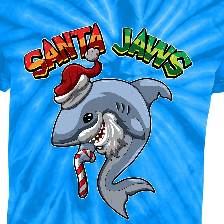 Santa Jaws Shark Dressed As Santa Claus Xmas Pun Gift Kids Tie-Dye T-Shirt