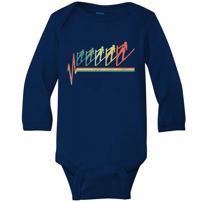 Ski Jumping Skiing Heartbeat Jump Hill Skier Gift Baby Long Sleeve Bodysuit