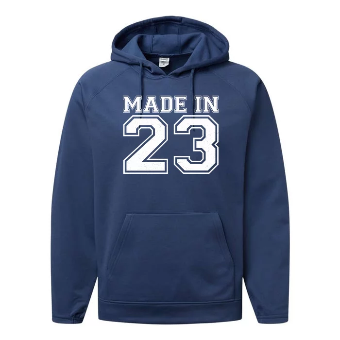 Sporty Jersey Style Made In 1923 100th Birthday Performance Fleece Hoodie