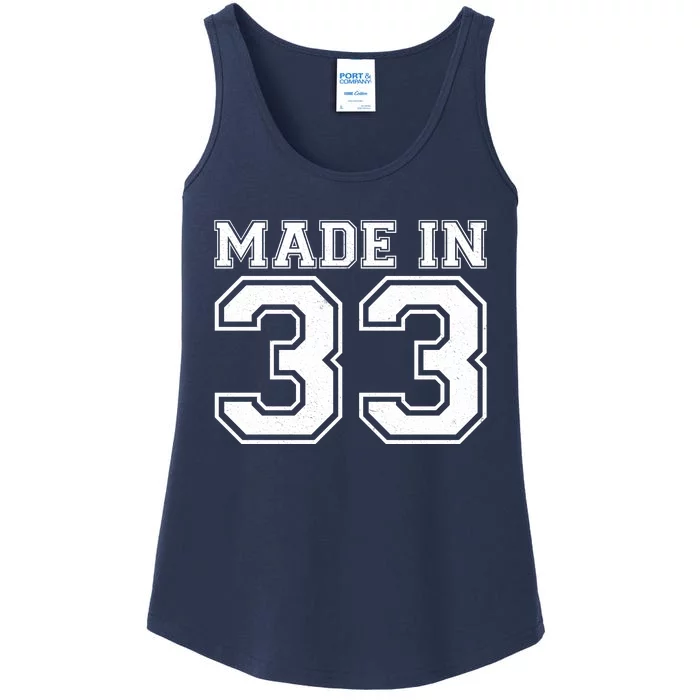 Sporty Jersey Style Made In 1933 90th Birthday Ladies Essential Tank