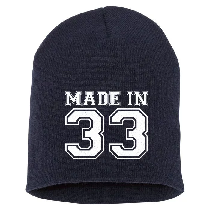 Sporty Jersey Style Made In 1933 90th Birthday Short Acrylic Beanie