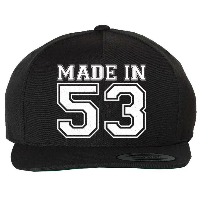 Sporty Jersey Style Made In 1953 70th Birthday Wool Snapback Cap