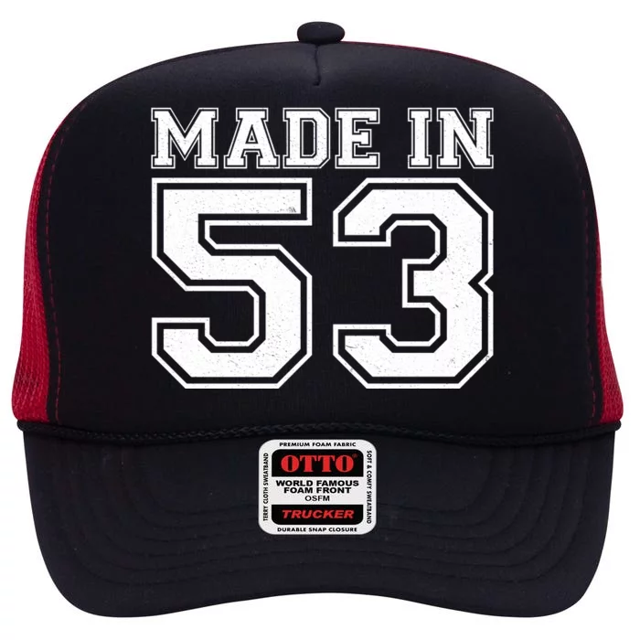 Sporty Jersey Style Made In 1953 70th Birthday High Crown Mesh Trucker Hat