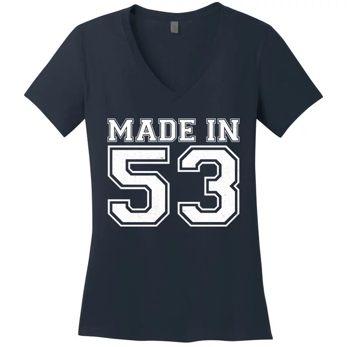 Sporty Jersey Style Made In 1953 70th Birthday Women's V-Neck T-Shirt