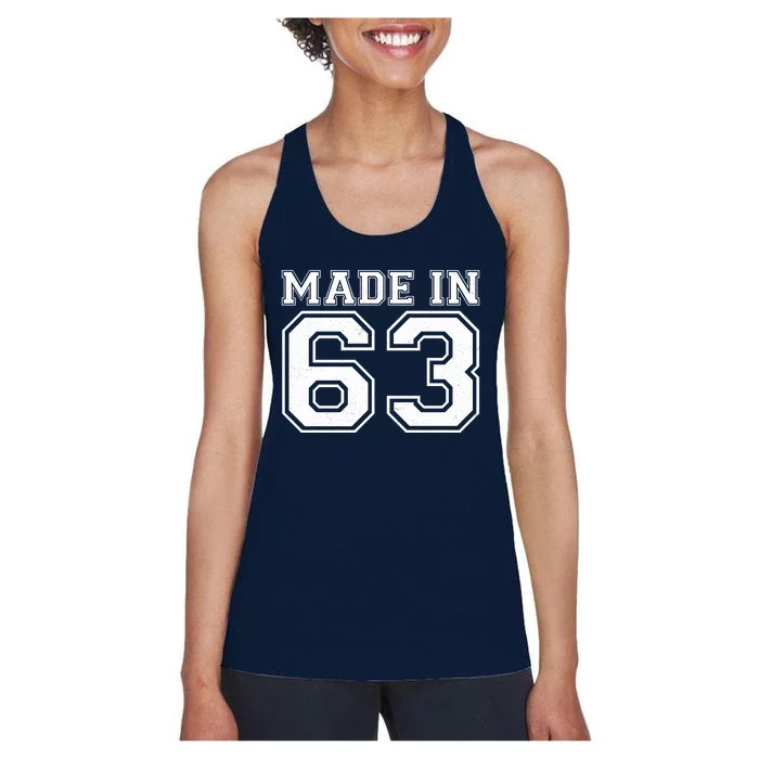 Sporty Jersey Style Made In 1963 60th Birthday Women's Racerback Tank