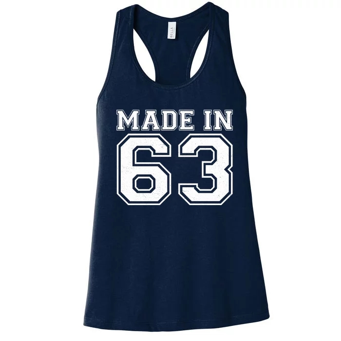 Sporty Jersey Style Made In 1963 60th Birthday Women's Racerback Tank