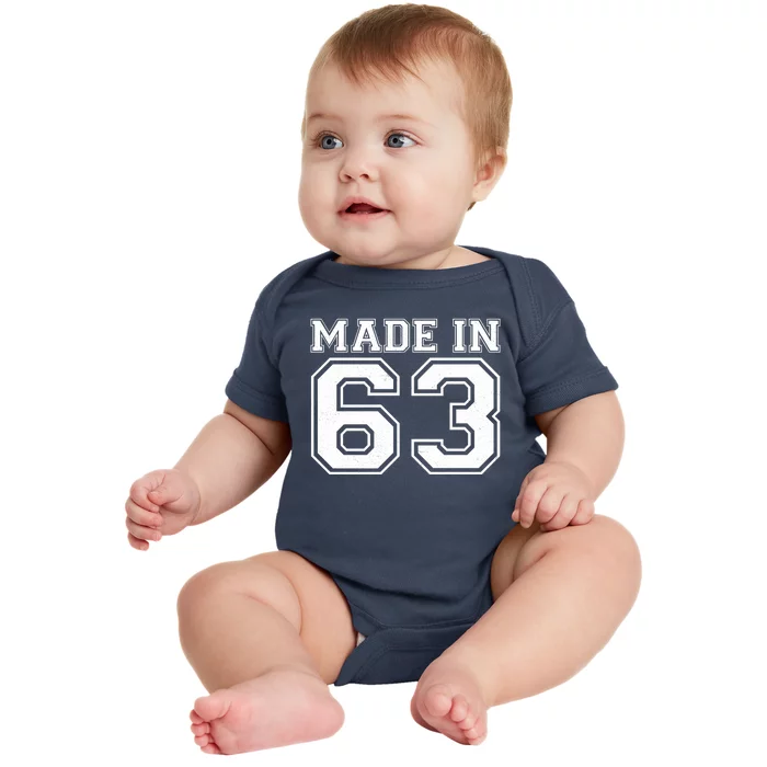 Sporty Jersey Style Made In 1963 60th Birthday Baby Bodysuit