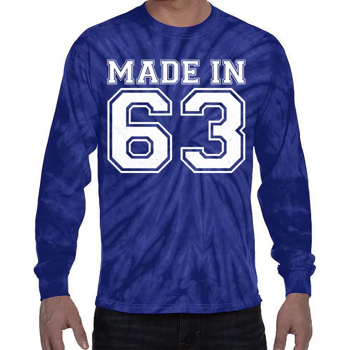 Sporty Jersey Style Made In 1963 60th Birthday Tie-Dye Long Sleeve Shirt