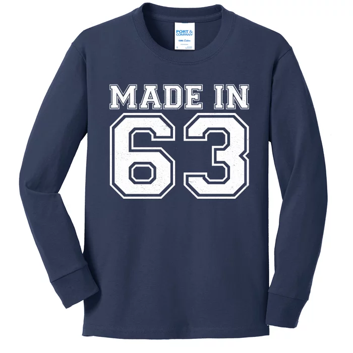 Sporty Jersey Style Made In 1963 60th Birthday Kids Long Sleeve Shirt