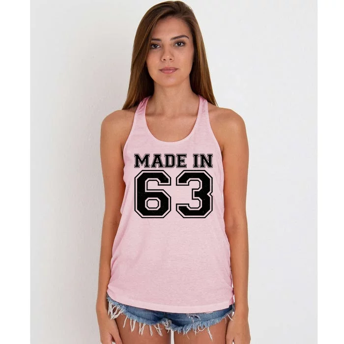 Sporty Jersey Style Made In 1963 60th Birthday Women's Knotted Racerback Tank