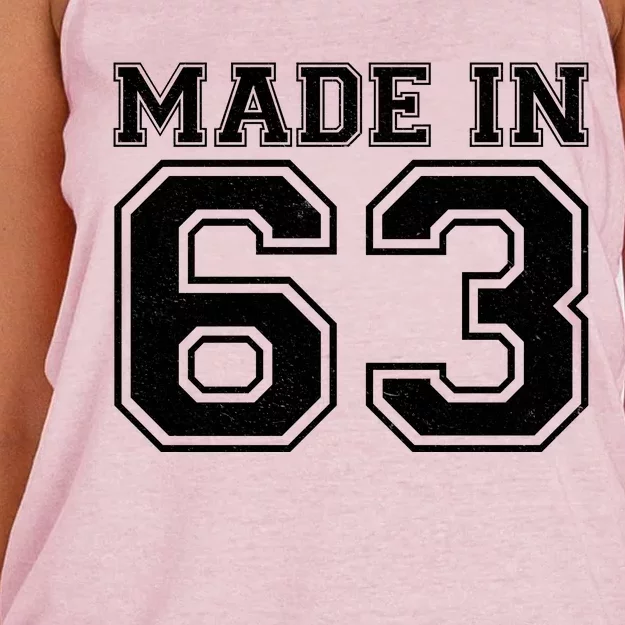 Sporty Jersey Style Made In 1963 60th Birthday Women's Knotted Racerback Tank