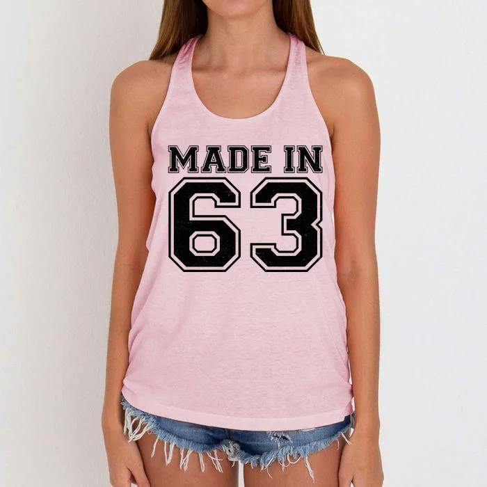 Sporty Jersey Style Made In 1963 60th Birthday Women's Knotted Racerback Tank