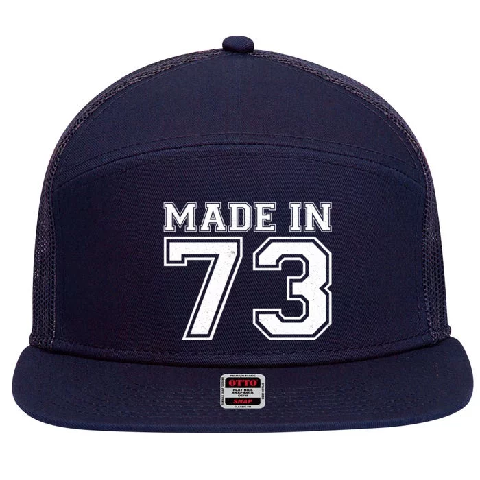 Sporty Jersey Style Made In 1973 50th Birthday 7 Panel Mesh Trucker Snapback Hat