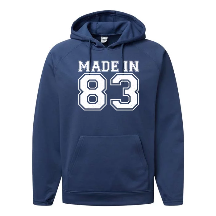 Sporty Jersey Style Made In 1983 40th Birthday Performance Fleece Hoodie