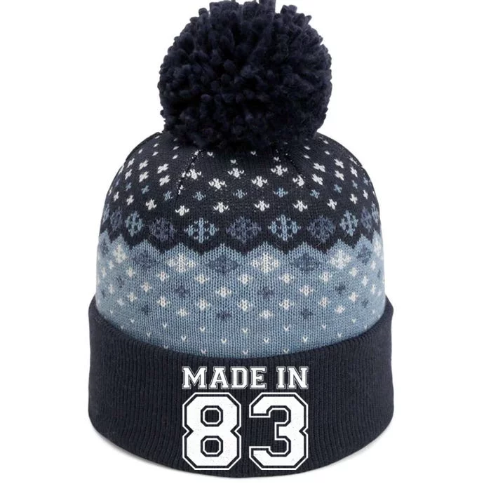 Sporty Jersey Style Made In 1983 40th Birthday The Baniff Cuffed Pom Beanie