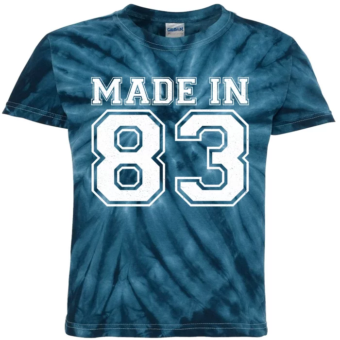 Sporty Jersey Style Made In 1983 40th Birthday Kids Tie-Dye T-Shirt