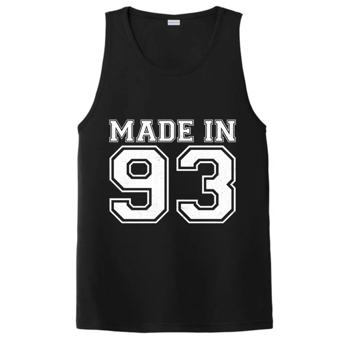 Sporty Jersey Style Made In 1993 30th Birthday Performance Tank