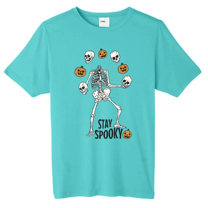 Stay Juggling Spooky Halloween Skeleton Pumpkin Juggler Cool Gift ChromaSoft Performance T-Shirt