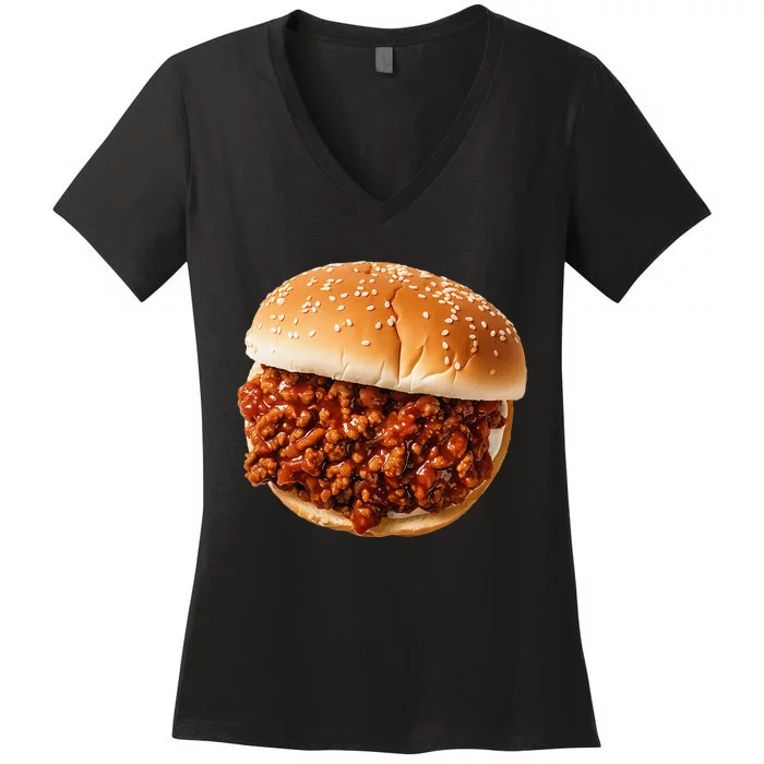 Sloppy Joe Sandwich Lunchlady Food Halloween Costume Women's V-Neck T-Shirt