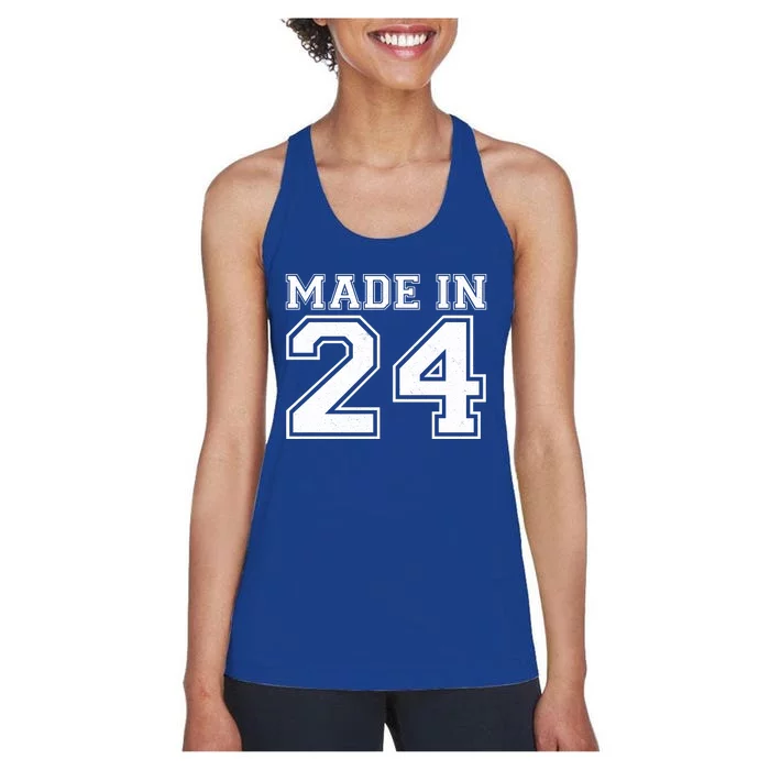 Sporty Jersey Style Made In 1924 100th Birthday Women's Racerback Tank