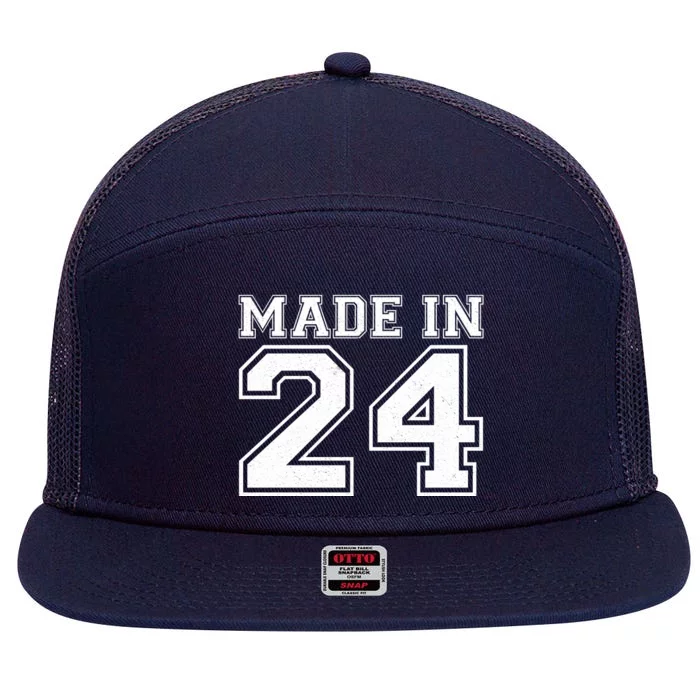 Sporty Jersey Style Made In 1924 100th Birthday 7 Panel Mesh Trucker Snapback Hat