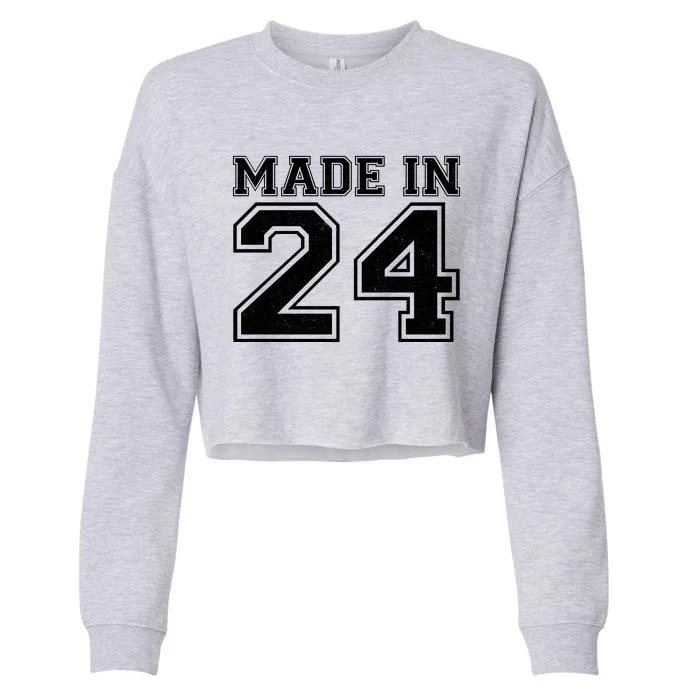 Sporty Jersey Style Made In 1924 100th Birthday Cropped Pullover Crew