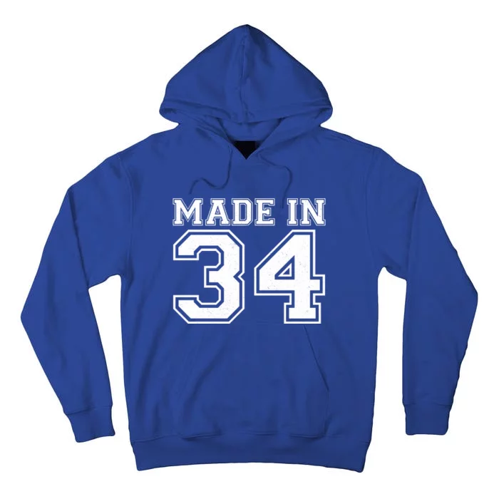 Sporty Jersey Style Made In 1934 90th Birthday Tall Hoodie